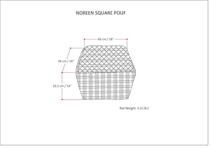 SIMPLIHOME Noreen Boho Square Pouf in Slate Grey and White Handloom Woven Pattern for the Living Room, Bedroom and Kids Room