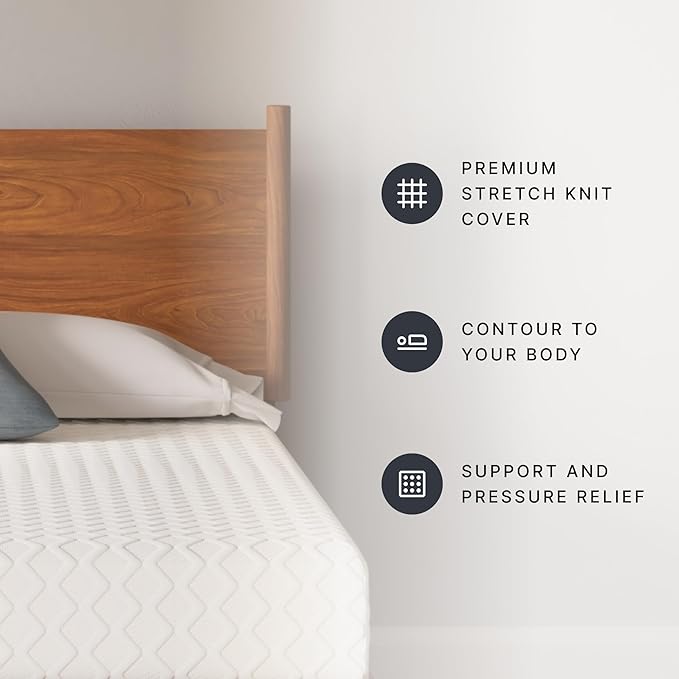 Signature Design by Ashley Queen Size Chime 10 Inch Medium Firm Memory Foam Mattress with Green Tea & Charcoal Gel for Pressure Relief, Fiberglass Free, Mattress In A Box