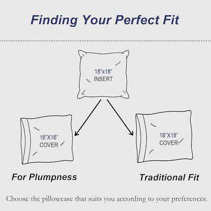 18x18 Pillow Inserts Set of 2, Hypoallergenic Soft Machine Washable Fluffy Virgin Polyester Premium Throw Pillow Stuffer, Decorative Cushion for Bed, Couch, Sofa - White