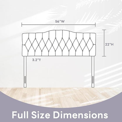Upholstered Full Headboard, Button Diamond Tufted Headboard with Adjustable Height and Solid Wood Leg, Velvet Padded Headboards for Full Size Bed, Modern Head Board, Dark Grey