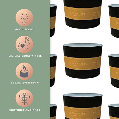 Pecksniff's Black Luxurious 3-Wick Tobacco & White Wood Scented Candle – 18.1 Oz/515g – with Metal Lid Relaxation and Elevated Home Ambiance