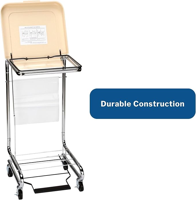 McKesson Hamper Stand With Step-On Foot Pedal and Self-Closing Lid, Laundry Room Storage, 30-33 Gallon Capacity, 1 Count