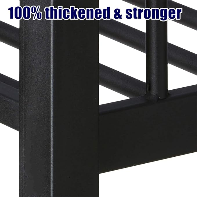 Stronger & Higher Quality Heavy Duty Bunk Bed Queen Over Queen Size Bunkbed, Thickened Safer More Stable Steel Metal Queen Bunk Bed (Faster Assembly) (Queen Over Queen)