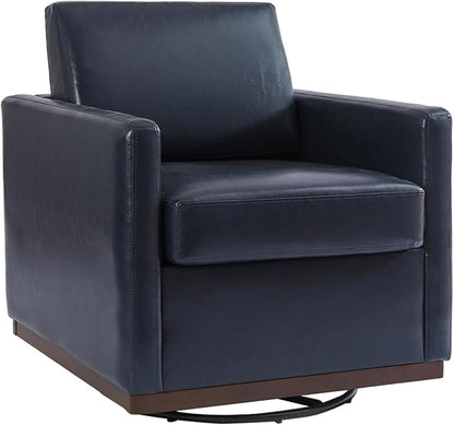 UIXE PU Leather Swivel Accent Chairs Set of 2, Upholstered Armchair Comfy Club Chair for Living Room, Mid Century Modern Arm Chair Single Sofa Nook Bedroom Side Reading Seat - Navy Blue