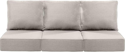 Luxury 22x24/22x25 6-Inch Patio Couch Cushions Set of 3 - Memory Foam Deep Seat Water-Resistant Patio Cushion for Lawn Dining Rocking Swivel Chairs Loveseat 3-Seater Sectional Sofa - Beige