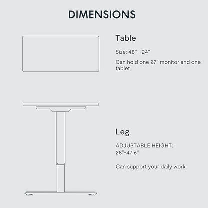 FLEXISPOT EN1 One-Piece Standing Desk, 48 x 24 Inches Electric Height Adjustable Desk for Home Office (White Frame + White Desktop)