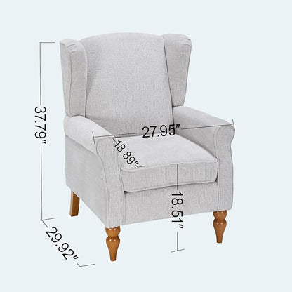 ZMAD Accent Chair, Upholstered High Back Floral Armchair Wood Legs, Comfy Wingback Reading Single Sofa Chair,Plus a Solid Wood Coffee Table for Small Spaces, Living Room, Bedroom (Beige)