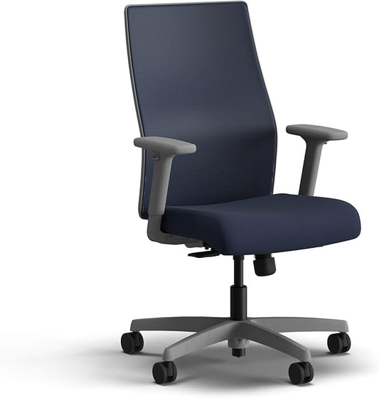 HON Ignition 2.0 Mid Back Task Chair, Spectrum Mesh, Standard Synchro-Tilt Control, Office Chair with Lumbar Support, Height and Width Adjustable Arms, Titanium Frame, Blueberry