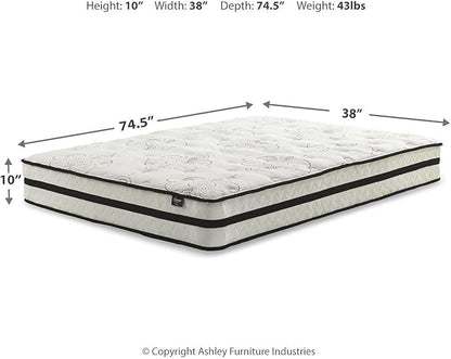 Signature Design by Ashley Twin Size Chime 10 Inch Medium Firm Hybrid Mattress with Cooling Gel Memory Foam for Pressure Relief, Fiberglass Free, Mattress In A Box