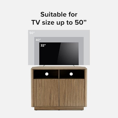 mopio Brooklyn Corner Storage Cabinet, Mid Century Modern Buffet, Entertainment Center, Storage Cabinet with Doors and Shelves, Media Cabinet for 55 inch TV Stand, for Living Room
