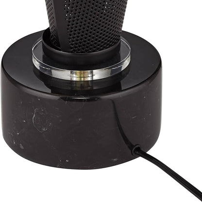 Possini Euro Design Sasha Modern Industrial Table Lamp 31 1/2" Tall Sculptural Black Metal Organza Sheer Outer White Fabric Inner Dum Shade for Bedroom Living Room House Bedside Nightstand Office
