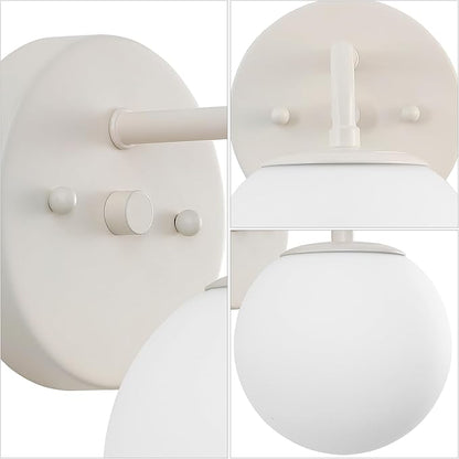 JONATHAN Y JYL3534C Louis Parisian Globe 5.75" 1-Light Metal/Frosted Glass Modern Contemporary LED Vanity Light Midcentury, Glam, Transitional, Bathroom, Powder Room, Dressing Room, Bedroom, Almond