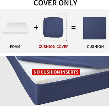 Easy-Going Waterproof Patio Cushion Covers ONLY Cover 24x22x4 inch 4 Pack Replacement Non-Slip Outdoor Seat Cushion Slipcover with Zipper. Navy