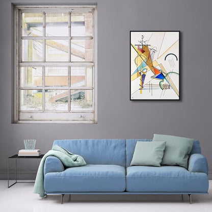 Wieco Art Framed Canvas Wall Art Gewebe 1923 by Wassily Kandinsky Abstract Classic Famous Paintings Reproductions Canvas Wall Art for Home Decoration Office decorationsand