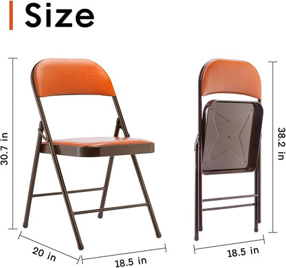 SKOK 4 Pack Padded Folding Chairs with Upholstered Cushion & Back, Padded Seats for Indoor & Outdoor, Portable Stackable Commercial Foldable Chairs w/Metal Frame for Events, Wedding Party