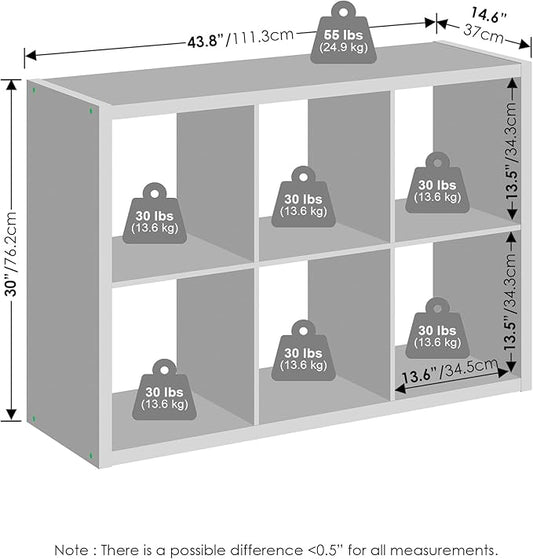 Furinno Cubic Closet Organizers and Storage, 6-Cube Closet Organizer, Open Shelf Closet Storage, Extra Thick Frame for Wardrobe, Bedroom, Living Room, White