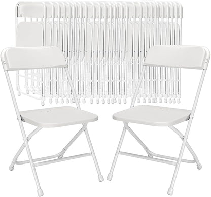 Folding Chairs 30 Pack,White Folding Chair for Outdoor Use,Heavy Duty 350lb Capacity Portable Event Chairs with Steel Frame,Wedding Party Office Dining (No Assembly Required)