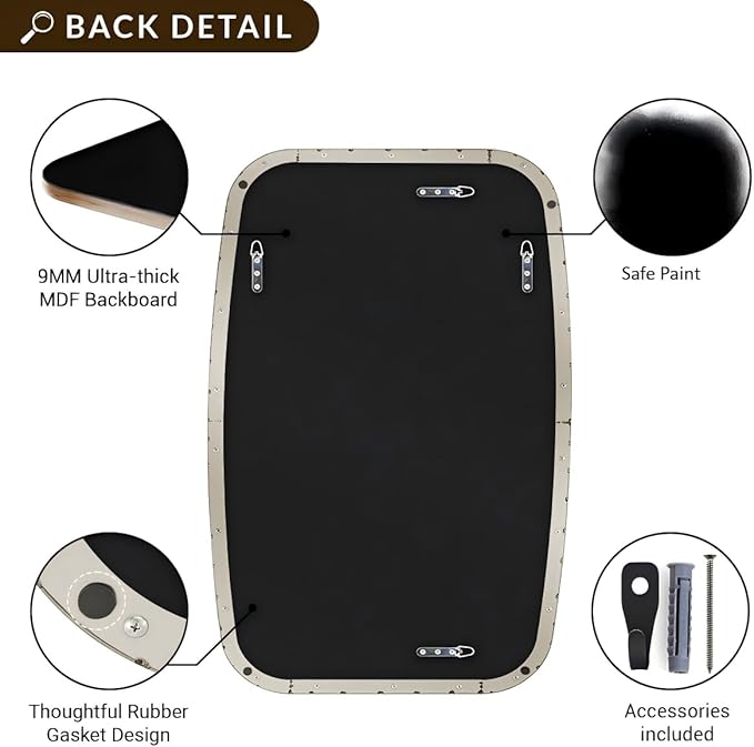 ANDY STAR 30x36 Chrome Bathroom Mirror, Oblong Silver Mirror with Stainless Steel Metal Frame, Oval Vanity Mirror for Over Sink, Modern Anti Rust Wall Mounted