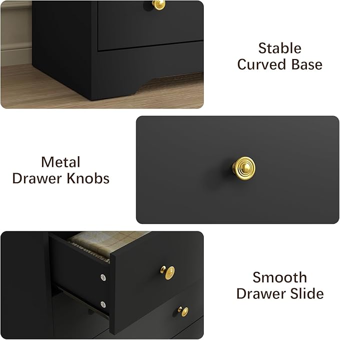 LYNSOM Modern 8 Drawer Dresser, 55.1" Wide Dressers & Chests of Drawers with Large Capacity Storage, Mid Century Black Dresser for Bedroom, Hallway, Black