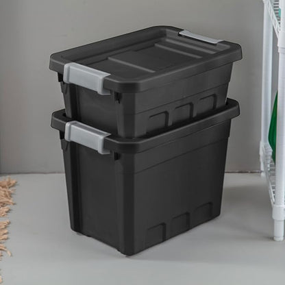 Sterilite 18-Pack Plastic Storage Bins with Lids, Stackable Containers, 4 Gallon, Black
