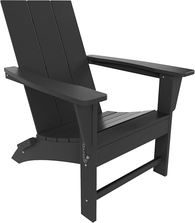 Costaelm Folding Adirondack Chairs, Outdoor Patio Adjustable Lawn Chairs, Weather Resistant Outside Firepit Chairs for Porch, Poolside, Garden, Backyard Deck, Gray