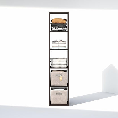Furinno Cubic Closet Organizers and Storage, 5-Cube Closet Organizer, Open Shelf Closet Storage, Extra Thick Frame for Wardrobe, Bedroom, Living Room, Dark Oak