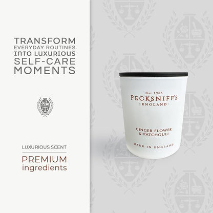 Pecksniff's Ginger Flower & Patchouli Luxury Scented Candle | 1 Wick, 100 g/3.5 oz