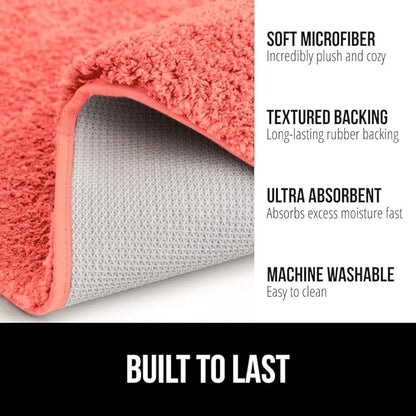 GORILLA GRIP Bathroom Rugs, 36x24, Ultra Soft Absorbent Mat, Thick Plush Bath Rug, Machine Washable, Microfiber Quick Dry, Mats for Shower, Bathtub and Floor, Home Decor Accessories, Coral