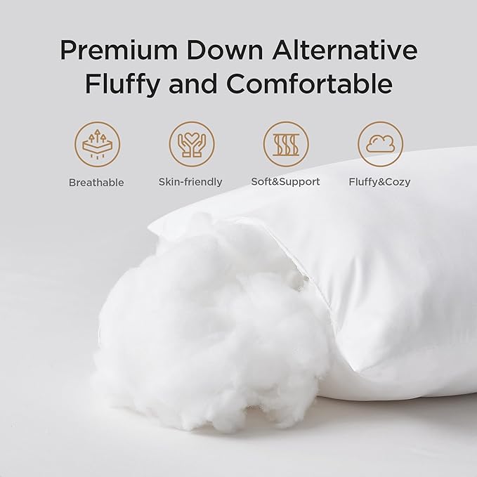 Acanva 22x22 Throw Pillow Inserts Set of 4, Premium Polyester Fiber Fill Square Sham Stuffer Cushion for Sofa, Bed, Couch and Chair, Machine Washable, 22x22 Inch(for 20x20 Cover), White 4 Count