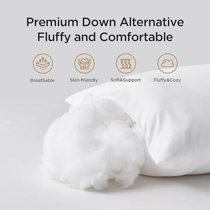 Acanva 16x16 Throw Pillow Inserts Set of 2, Premium Polyester Fiber Fill Square Sham Stuffer Cushion for Sofa, Bed, Couch and Chair, Machine Washable, White