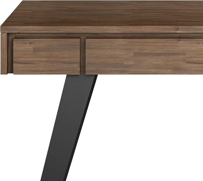 SIMPLIHOME Lowry SOLID ACACIA WOOD Modern Industrial 44 inch Wide Small Desk in Rustic Natural Aged Brown for the Office Desk, Writing Table, Workstation and Study Table