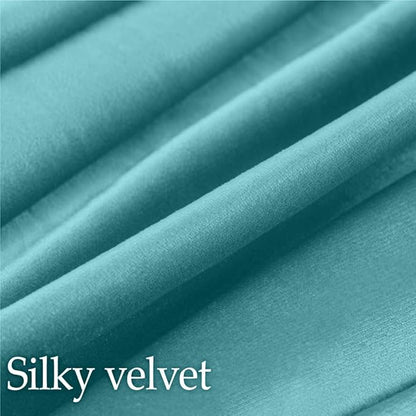 lalaLOOM Velvet Throw Pillow Covers, Set of 2, 20x20 Decorative Square Pillows Home Decor, Soft Accent Cases, Silky Machine Washable Pillowcases for Sofa, Couch, Bedroom, Living Room, Turquoise
