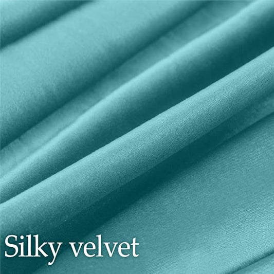 lalaLOOM Velvet Throw Pillow Covers, Set of 2, 18x18 Decorative Square Pillows Home Decor, Soft Accent Cases, Silky Machine Washable Pillowcases for Sofa, Couch, Bedroom, Living Room, Turquoise