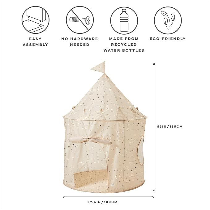 3 Sprouts Kids Play Tent - Sustainable Recycled Fabric – Fun Spacious Childs Playhouse for Indoor Games for Boys & Girls - Durable Fort Pop Up House for Toddlers & Children Age 3-10 - Terrazzo Beige