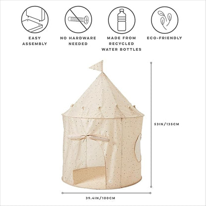 3 Sprouts Kids Play Tent - Sustainable Recycled Fabric – Fun Spacious Childs Playhouse for Indoor Games for Boys & Girls - Durable Fort Pop Up House for Toddlers & Children Age 3-10 - Terrazzo Beige