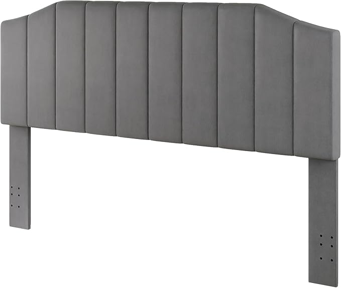 King Size Headboard Only, Velvet Upholstered Headboard King/California King Size Wall Mount and Bed Frame Mount, Featuring High-Density Sponge Padding Easy Assembly Comfort Style-Dark Gray