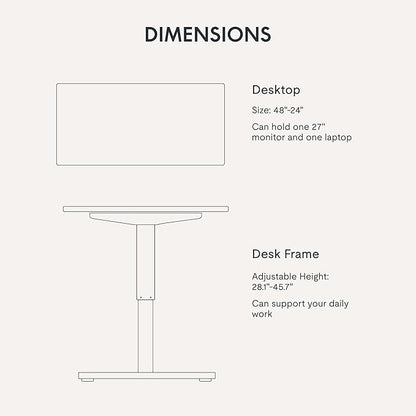 FLEXISPOT EN1 One-Piece Standing Desk, 48x24 Electric Sit Stand Desk for Home Office and Computer Workstation (White Frame + Rustic Top, 2 Packages)