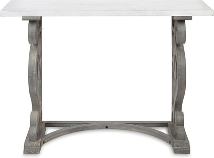 Kate and Laurel Wyldwood Solid Wood Farmhouse Console Table, Distressed White and Rustic Gray