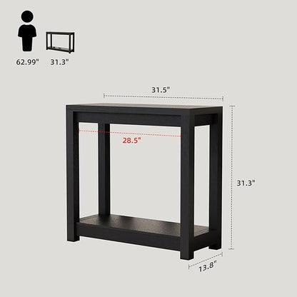 32" Entryway Table, Long Narrow Console Table with Shelves, Farmhouse Wood Sofa Table Behind Couch, Rustic Entry Table for Hallway, Living Room or Foyer, Black