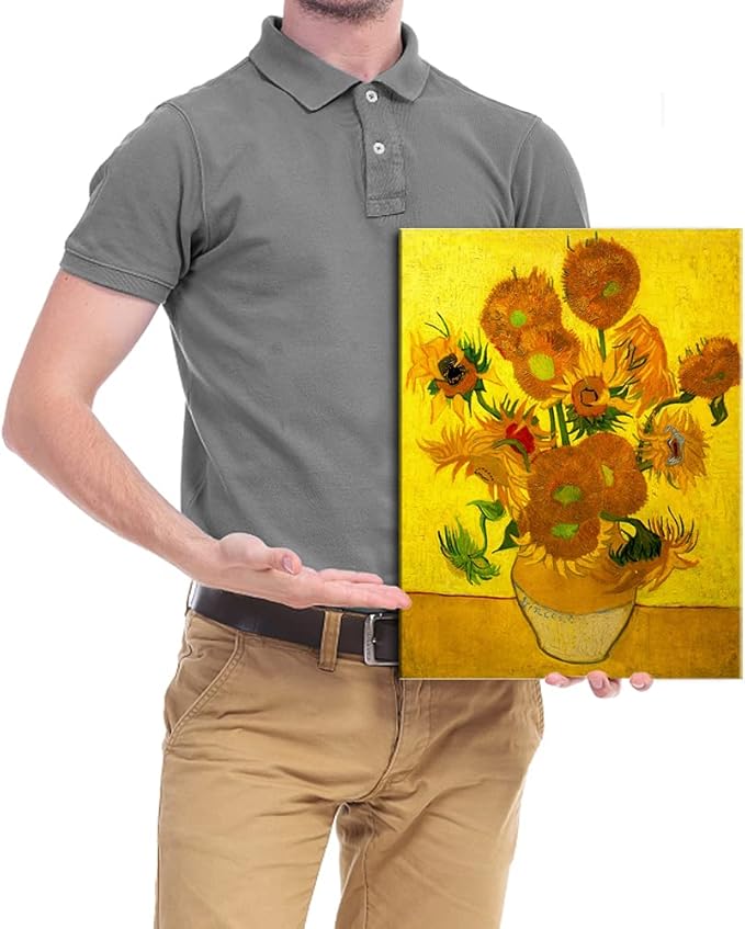 Wieco Art Abstract Flowers Giclee Canvas Prints Wall Art Vase with Fifteen Sunflowers by Van Gogh Classic Oil Paintings Reproduction for Home Decor Modern Stretched and Framed Floral Picture