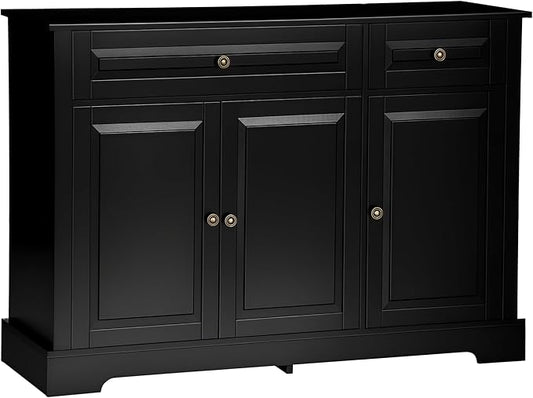 HOMCOM Sideboard Buffet Cabinet, Modern Accent Cabinet with 2 Drawers and Adjustable Shelves,Black