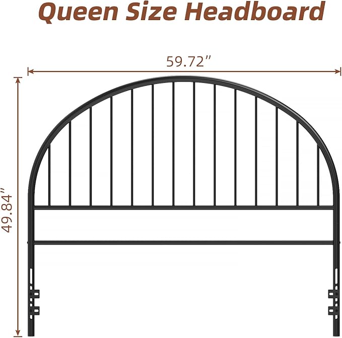 Weehom Metal Headboard Queen Size, Wrought Iron Headboard for Bed, Black Metal Head Board with Height Adjustable, Farmhouse HeadBoard Queen Only
