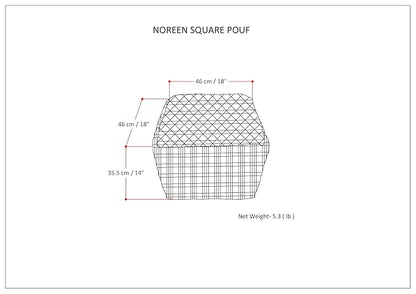 SIMPLIHOME Noreen Boho Square Pouf in Light Blue, White Handloom Woven Pattern for the Living Room, Bedroom and Kids Room