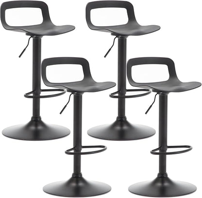 NOBPEINT NOB Contemporary Chrome Air Lift Adjustable Swivel Bar Stool (6 Pieces, Black)
