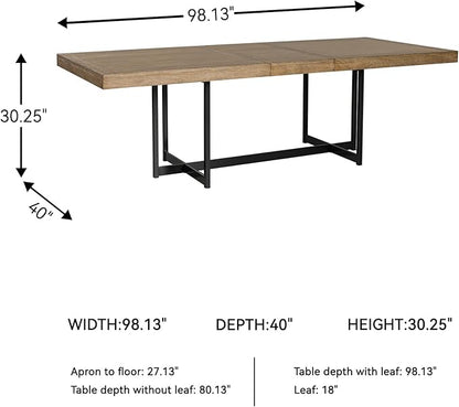 Signature Design by Ashley Tomtyn Casual Self Storing Leaf Dining Extension Table with Trestle Base, Light Brown
