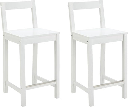 Amazon Basics Wooden Bar Stool with Backrest 24", White, Set of 2