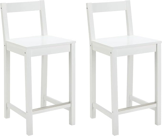 Amazon Basics Wooden Bar Stool with Backrest 24", White, Set of 2