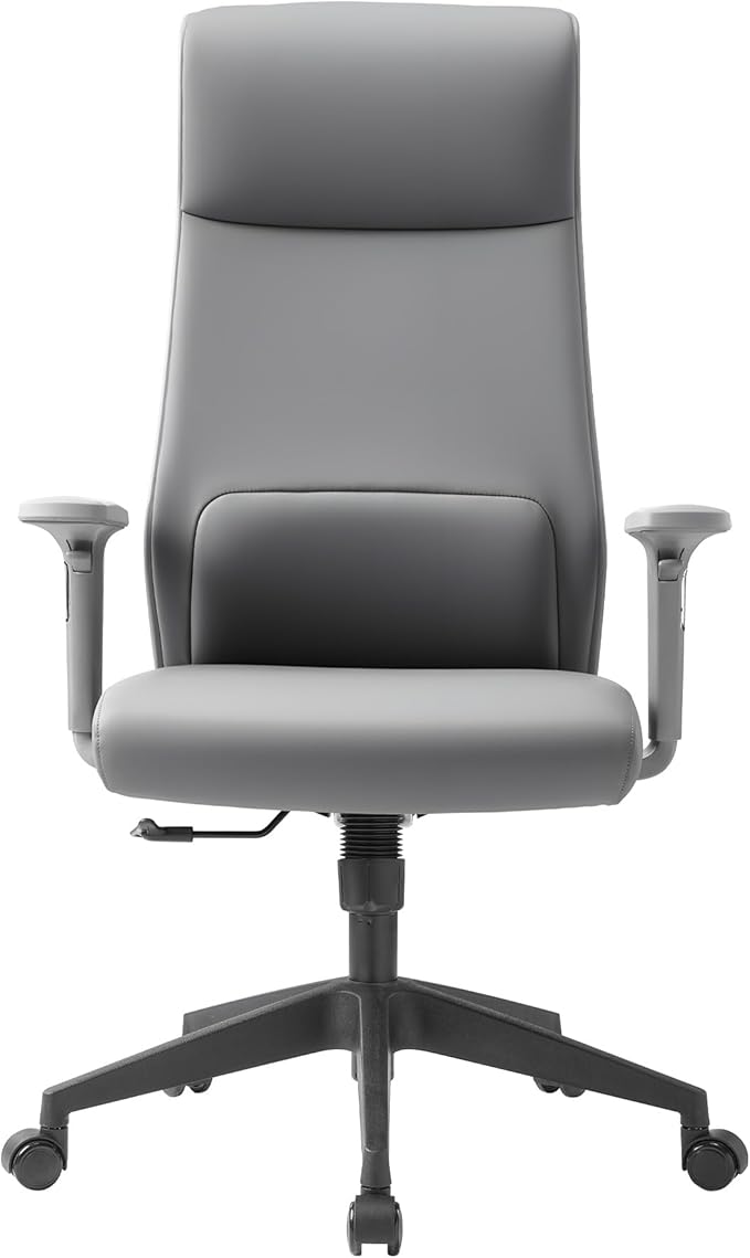 EUREKA ERGONOMIC Valen Leather Desk Chair, High Back Office Chair, Microfiber PU Leather Office Chair with Wheels, Executive Office Chair Comfy for Samll Spaces, Grey