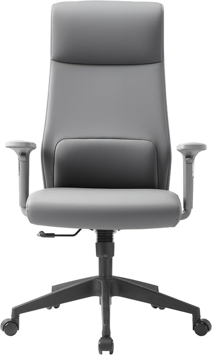EUREKA ERGONOMIC Valen Leather Desk Chair, High Back Office Chair, Microfiber PU Leather Office Chair with Wheels, Executive Office Chair Comfy for Samll Spaces, Grey