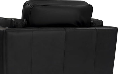 Valencia Artisan Full Leather Accent Chair 41.5” | Pure Full Italian Nappa Leather Chair, Solid Wood Accent, Ultimate Comfort, Black